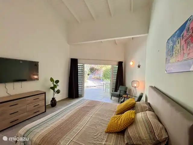 Boutique Studio Brisa - Seru Coral | Curaçao, Curaçao-Centre, Partisan du corail - studio Un lit spacieux (180x200cm) et une smart TV 55