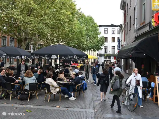 ArtPartment huren in België, Antwerpen, Antwerpen - appartement Ossenmarkt, een populaire plaats voor jongeren, op 1 minuut van het appartement. Ga zeker iets drinken in het gezellige café Kassa 4. Een begrip onder de studenten.