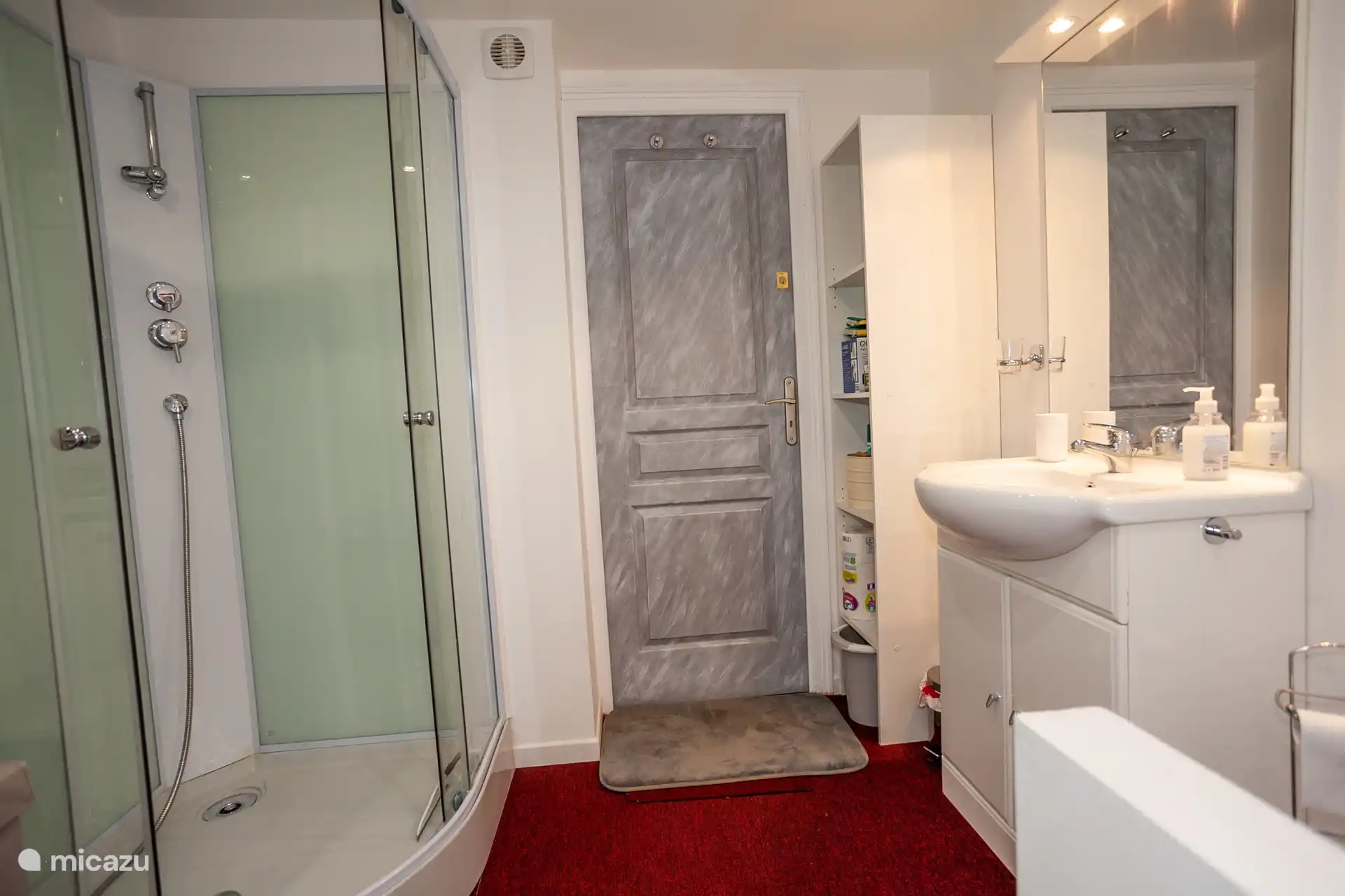 Das zweite Duschbad (die Tür öffnet sich zum Keller)