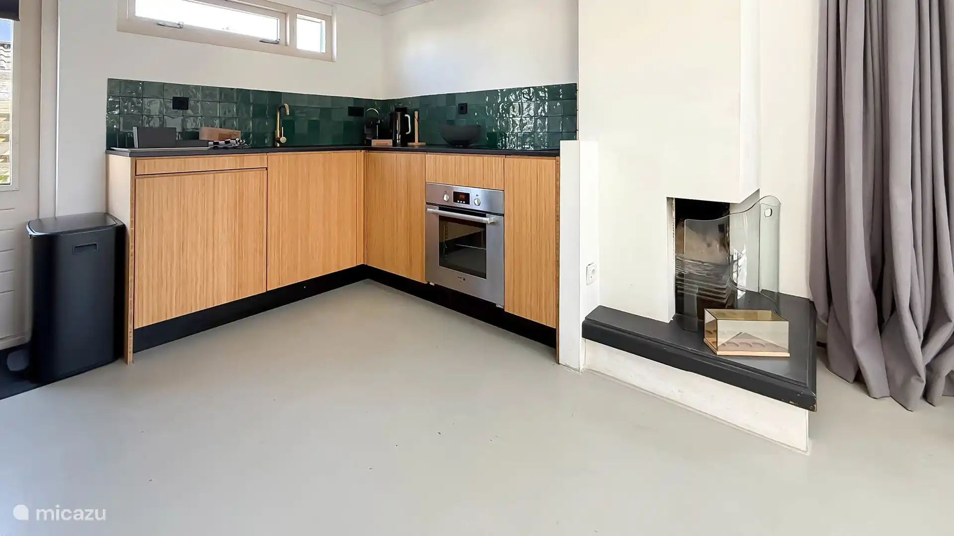 Kitchen and fireplace