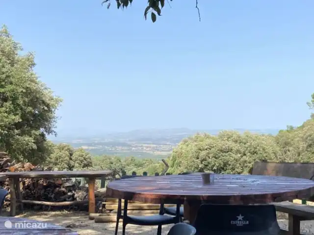 Rancho Catalán 2 en España, Costa Brava, Castell d'Aro - mobil home / caravana Terraza Els Metges con vistas a las Rosas