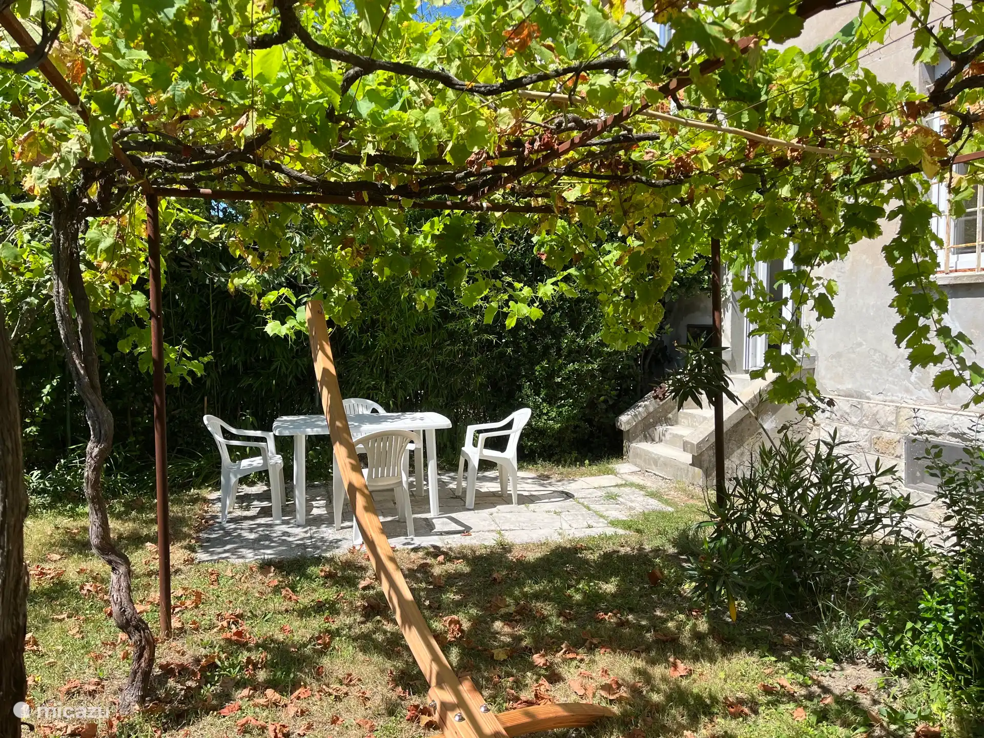 Le jardin avec sièges et hamac