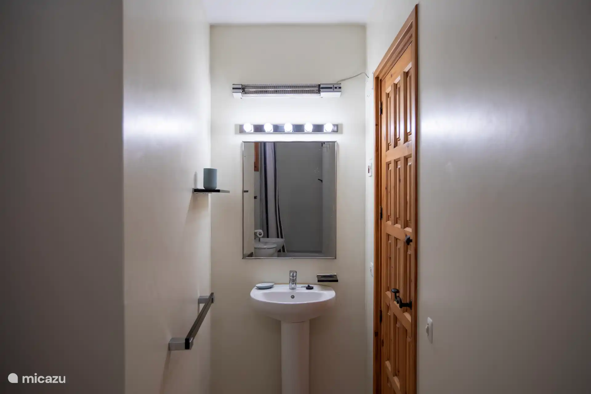 Badkamer ensuite met douche, toilet en wastafel