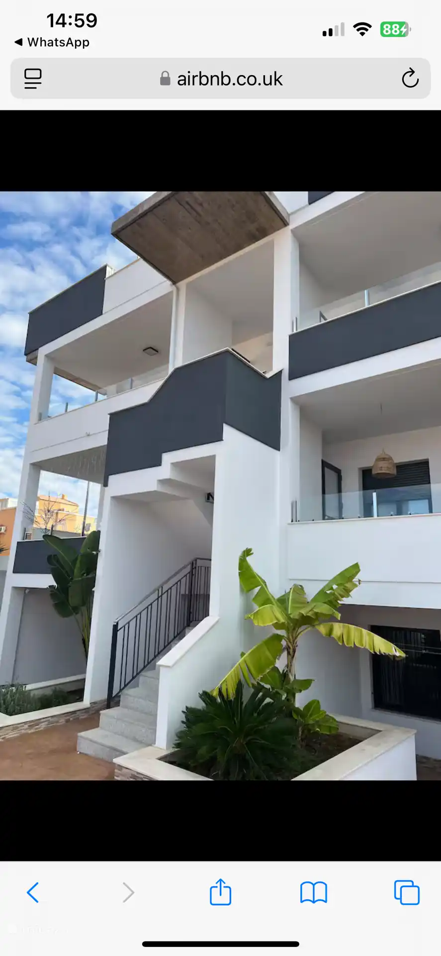 The accommodation is on the second floor and has a beautiful, well-kept exterior.