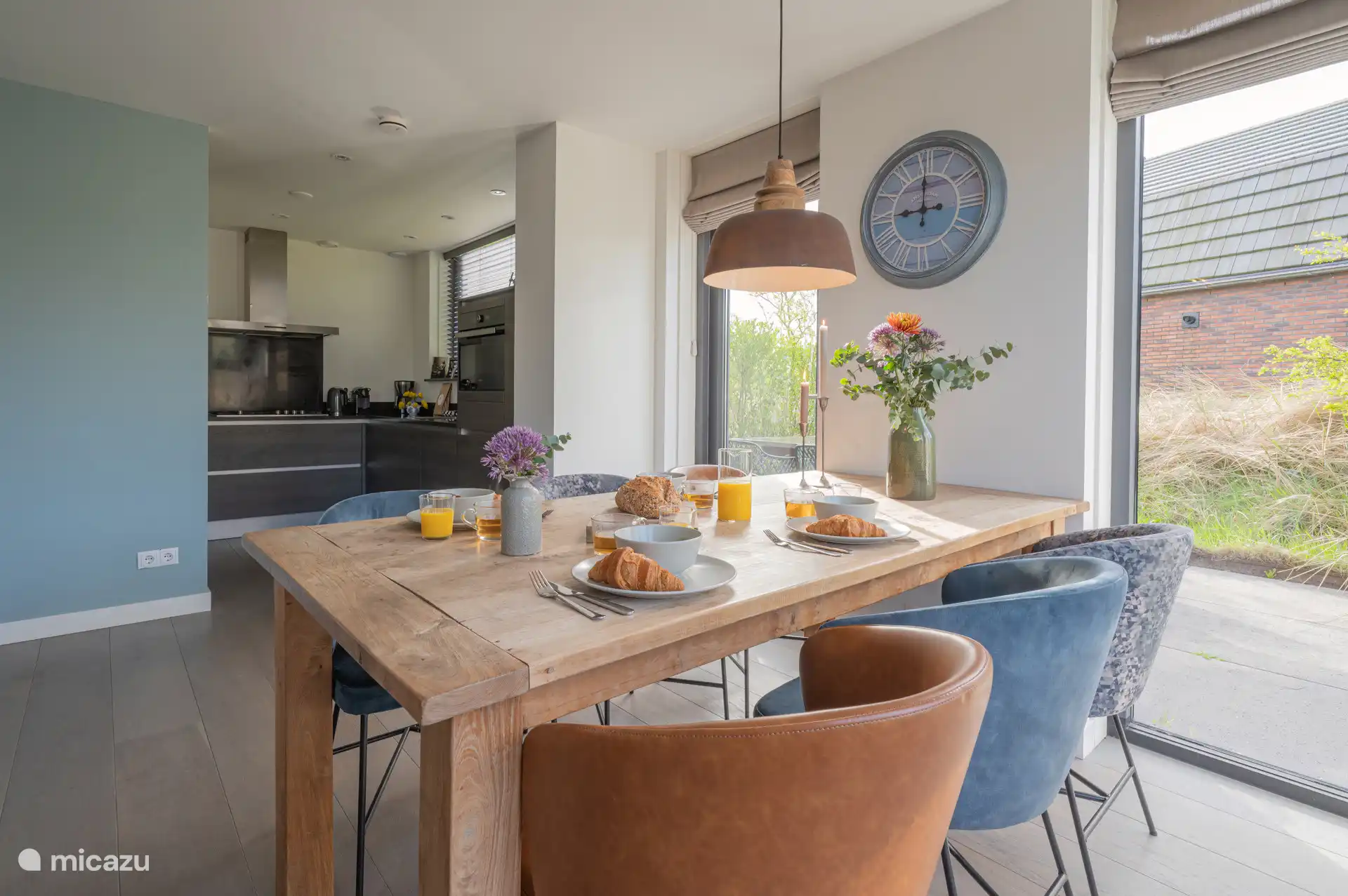 Dining table and kitchen