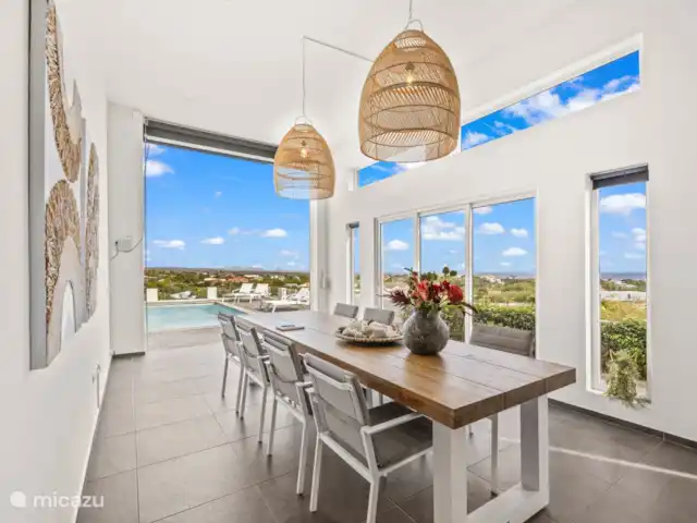Casa Koba | Curaçao, Banda Abou (ouest), Big Mountain - villa salle à manger avec vue panoramique