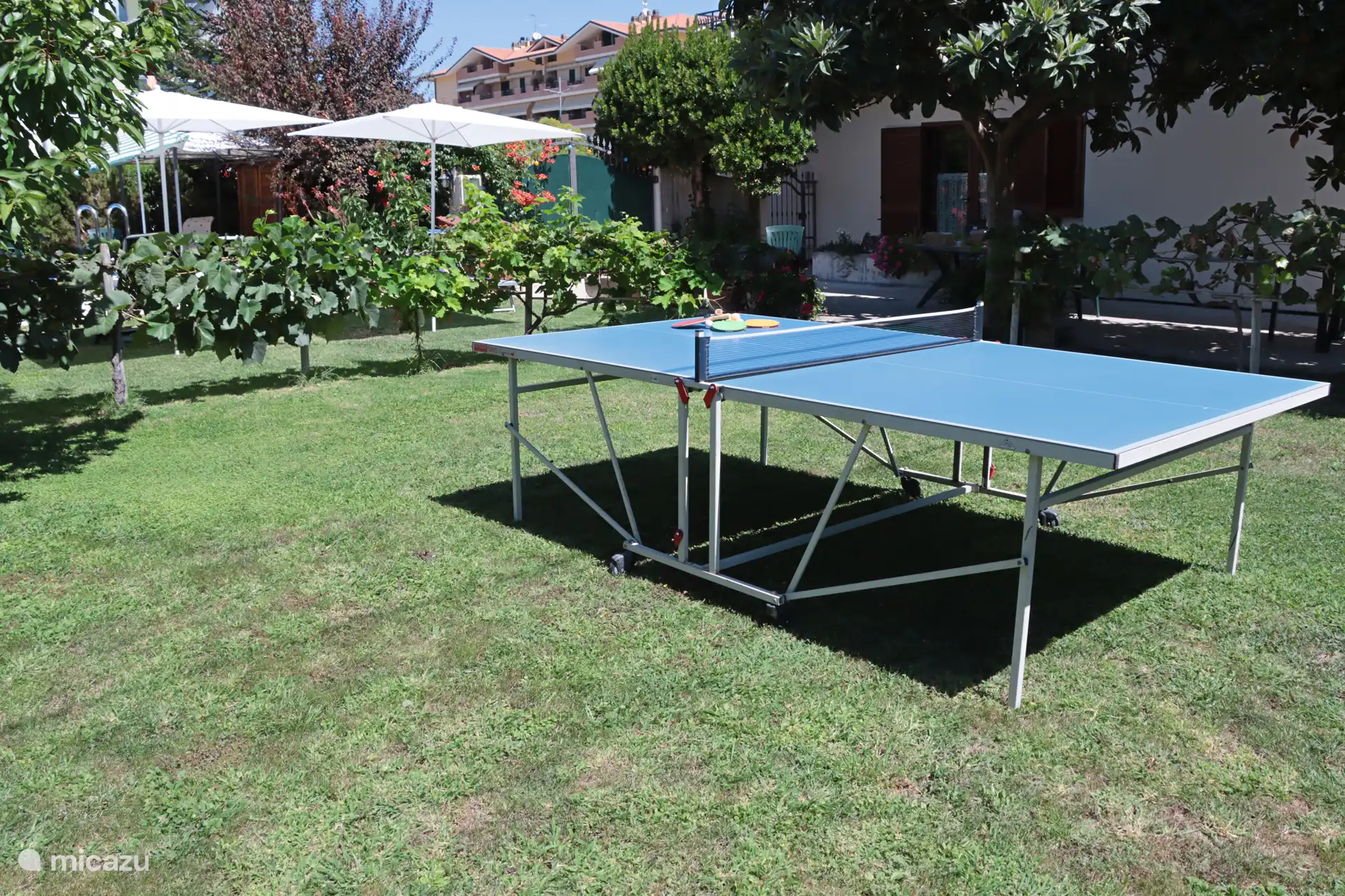 La mesa de ping-pong está a su disposición.