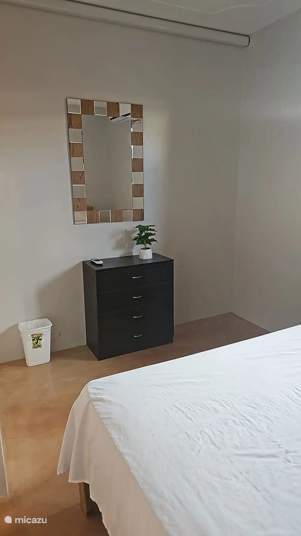 a mirror and storage cupboard for toiletries