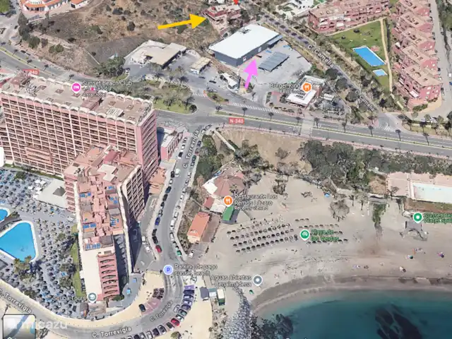 Location de Vacances Espagne, Costa del Sol, Benalmádena, villa - Plage à 2 min à pied + piscine chauffée + jacuzzi Flèche jaune - la villa
Flèche Violette - Le Supermarché