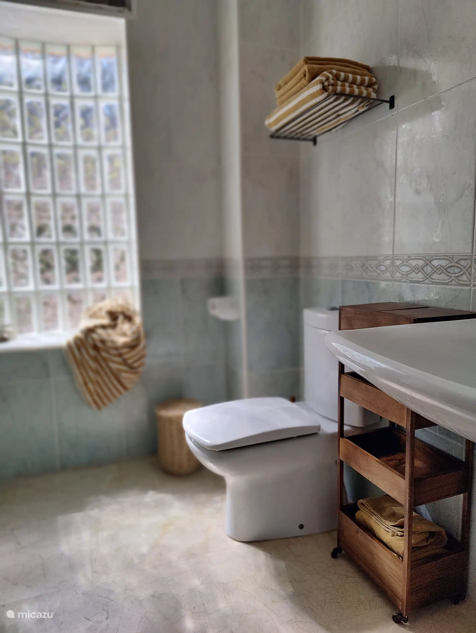 Bathroom 2 - ground floor (with trolley for toiletries).