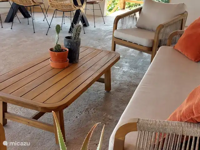 Palapa Sea View huren in Curaçao, Banda Abou (west), Fontein - appartement Lounge terras