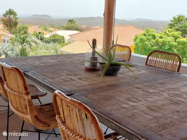Palapa Sea View huren in Curaçao, Banda Abou (west), Fontein - appartement Eethoek met prachtig uitzicht en zeezicht
