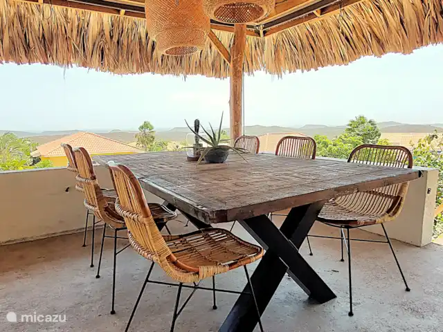Palapa Sea View huren in Curaçao, Banda Abou (west), Fontein - appartement Eethoek met zeezicht en prachtig uitzicht