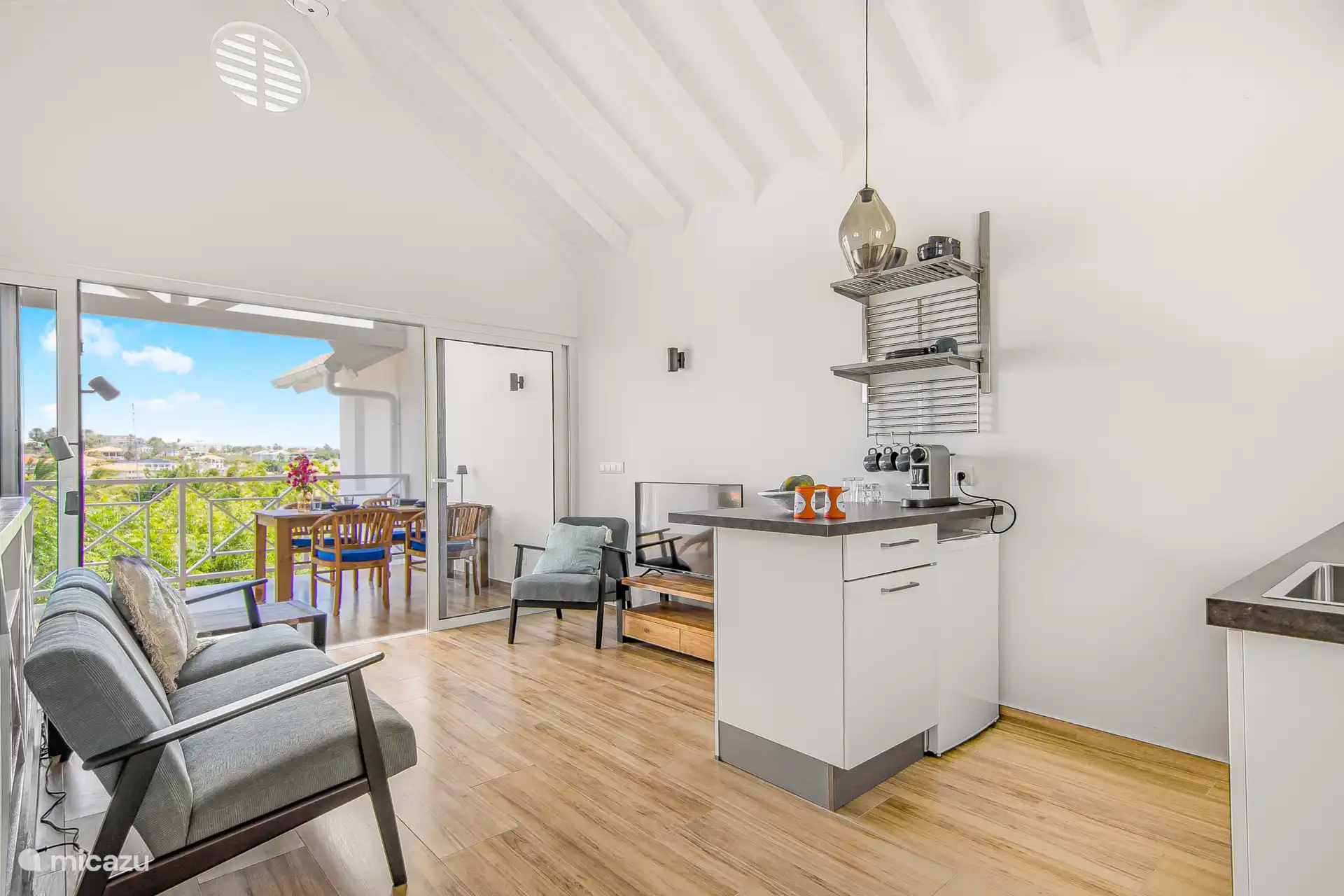 Woonkamer, keuken en terras