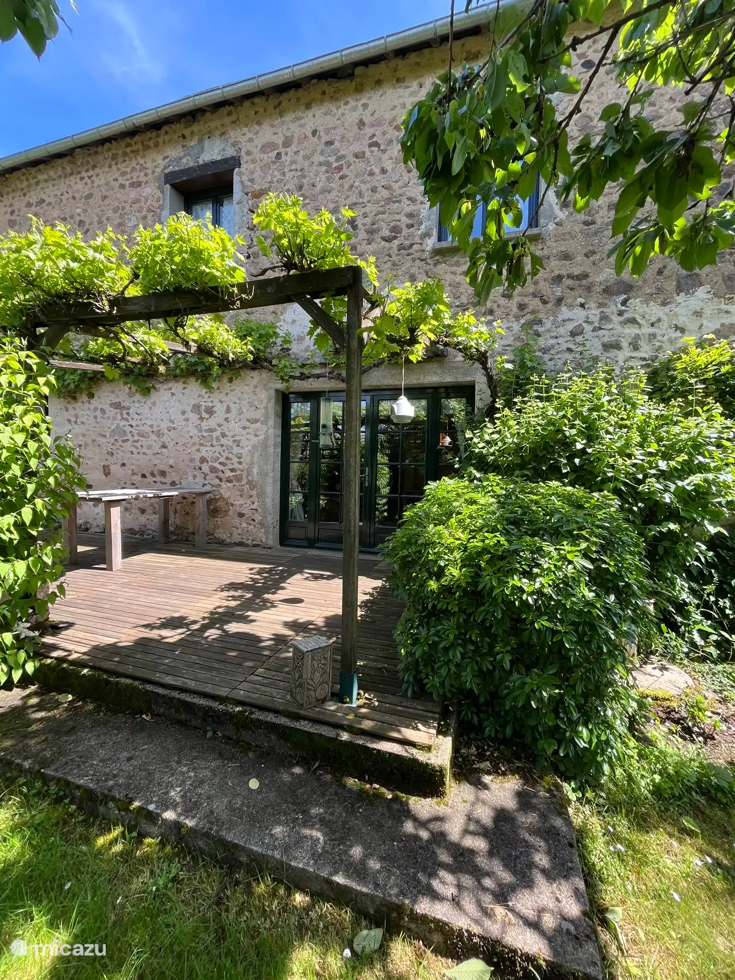 Terrasse mit natürlichem Schatten vom Weinbaum