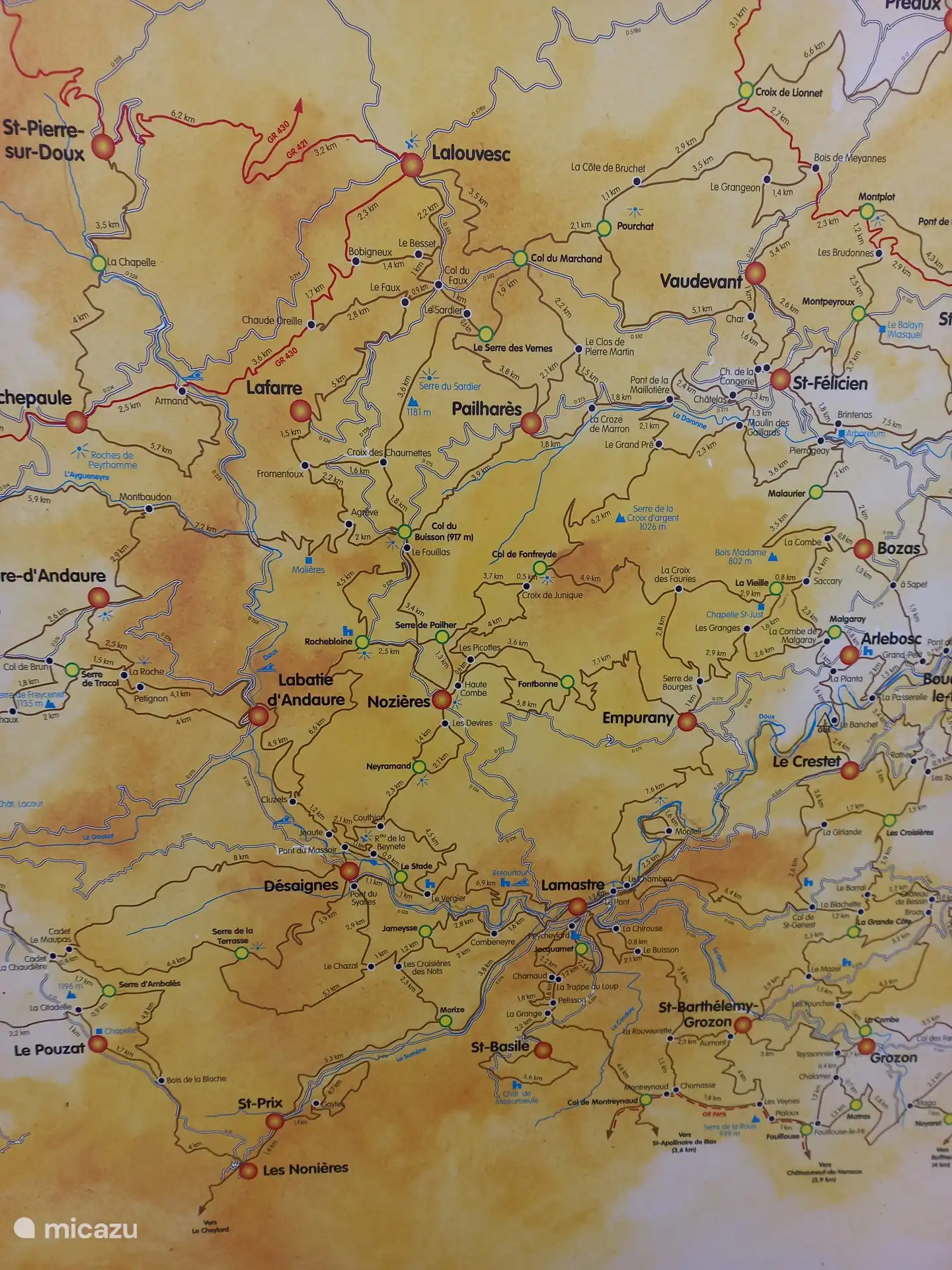 mapa de la Ardèche