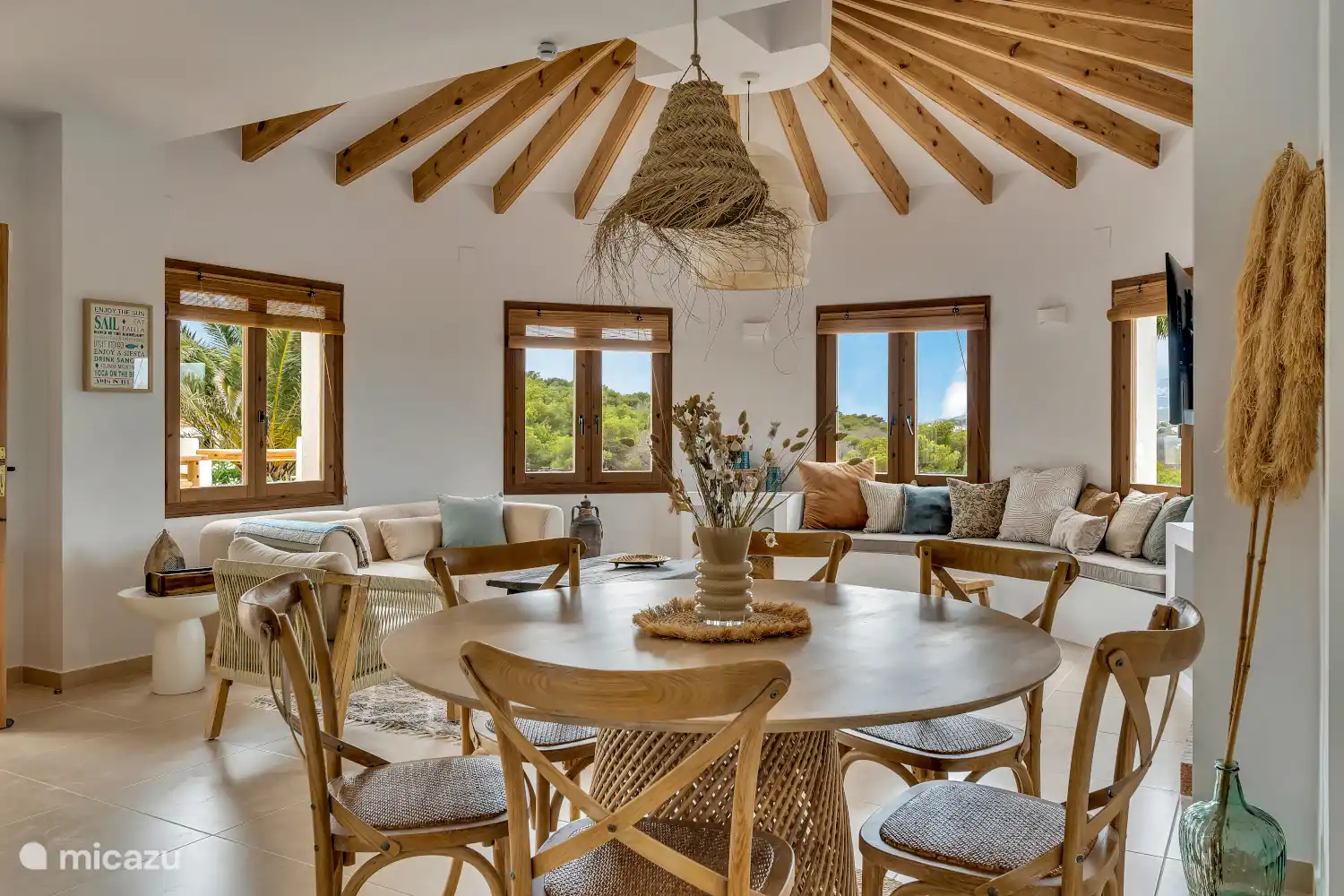 Dining table and living room