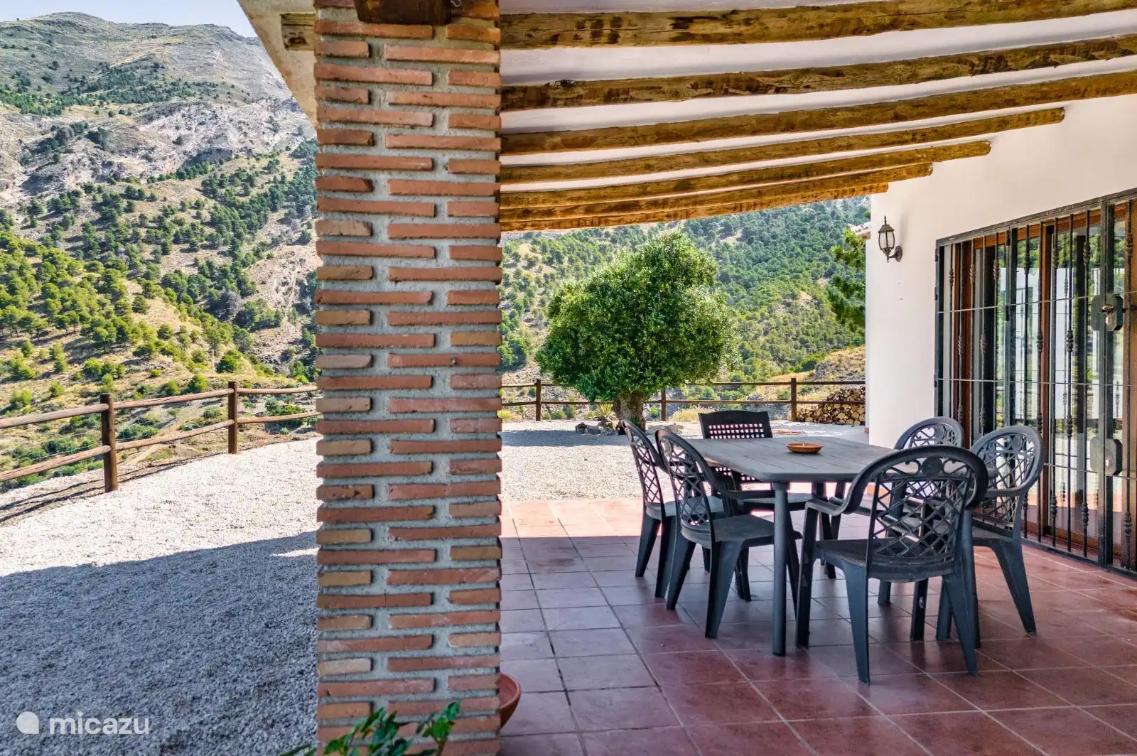 Terrace under the canopy against the sun and rain