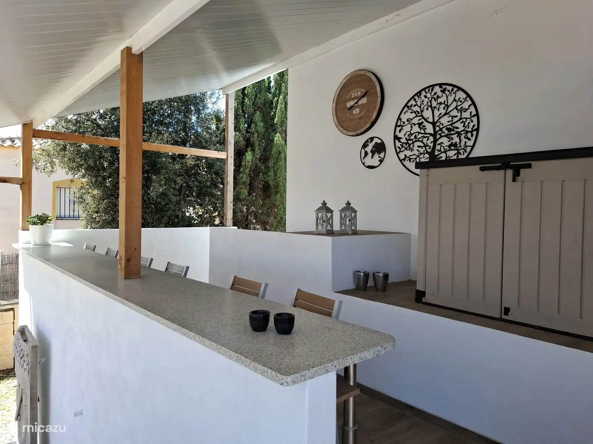 Outdoor bar with fridge and washing machine