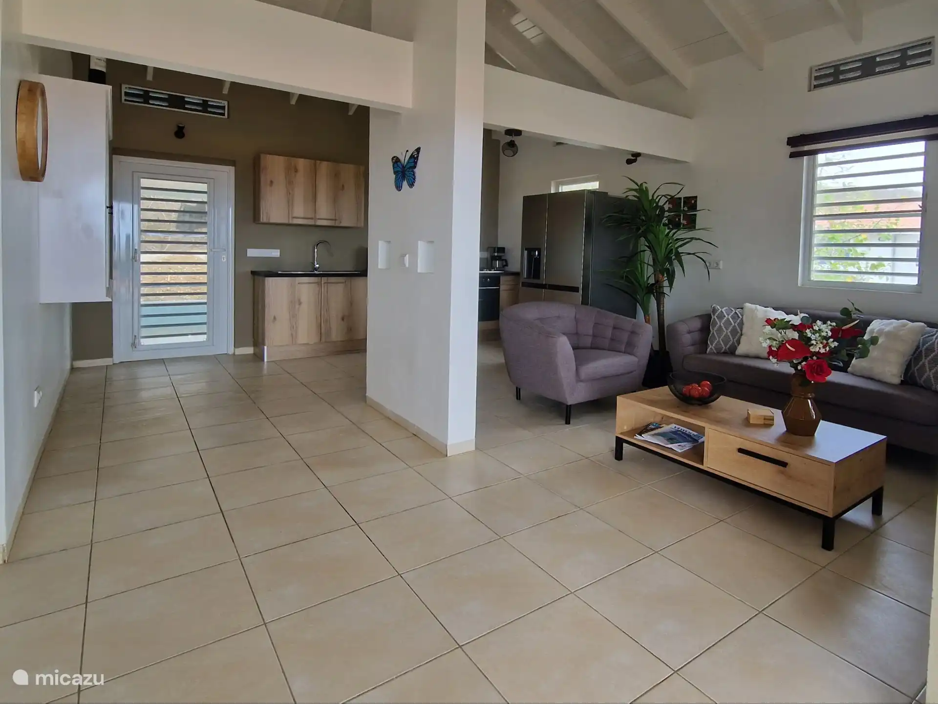 Salon avec cuisine ouverte 