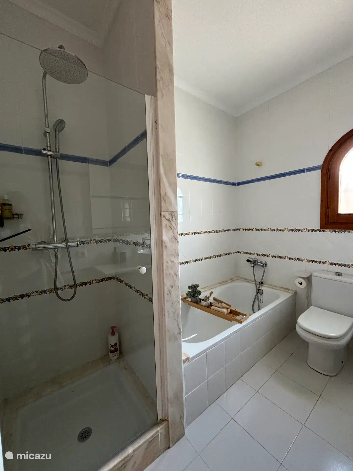 Salle de bain avec douche et baignoire