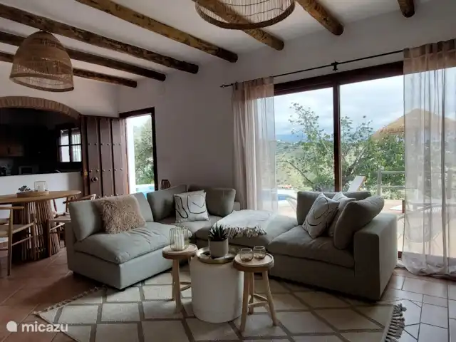Finca La Sensa   | Espagne, Costa del Sol, Comares - maison de vacances Coin salon avec TV et cheminée