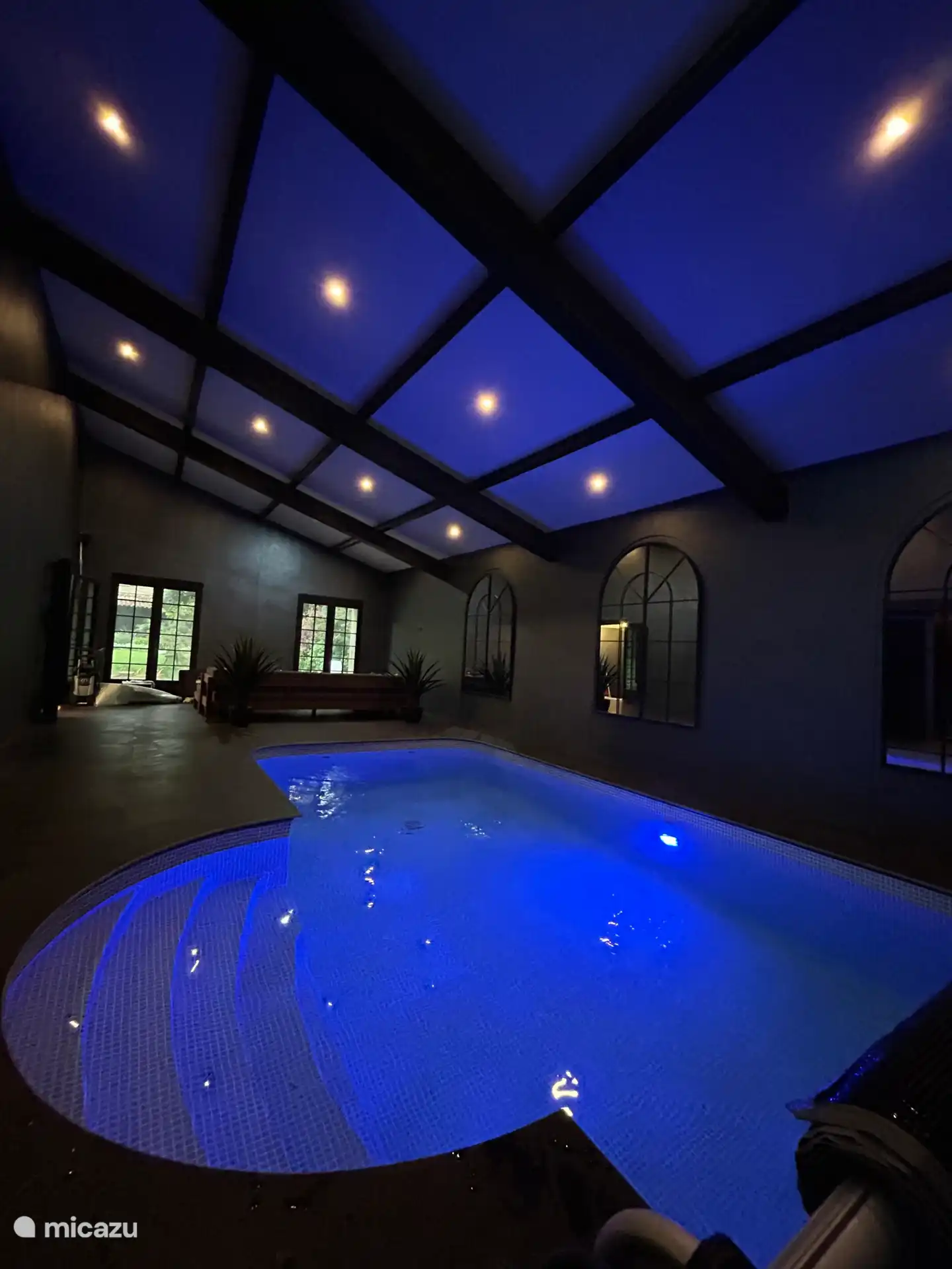 In summer the doors open to the outside sun terrace