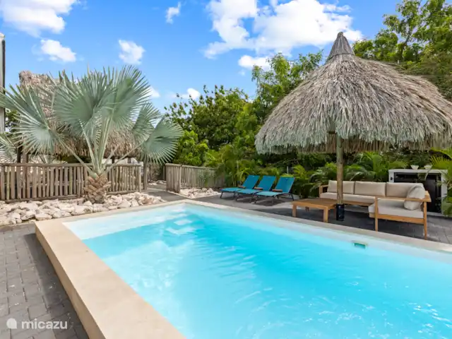 Villa Troupial | Curaçao, Banda Ariba (est), Jan Thiel - maison de vacances Plongez dans votre piscine privée, puis détendez-vous sous la palapa