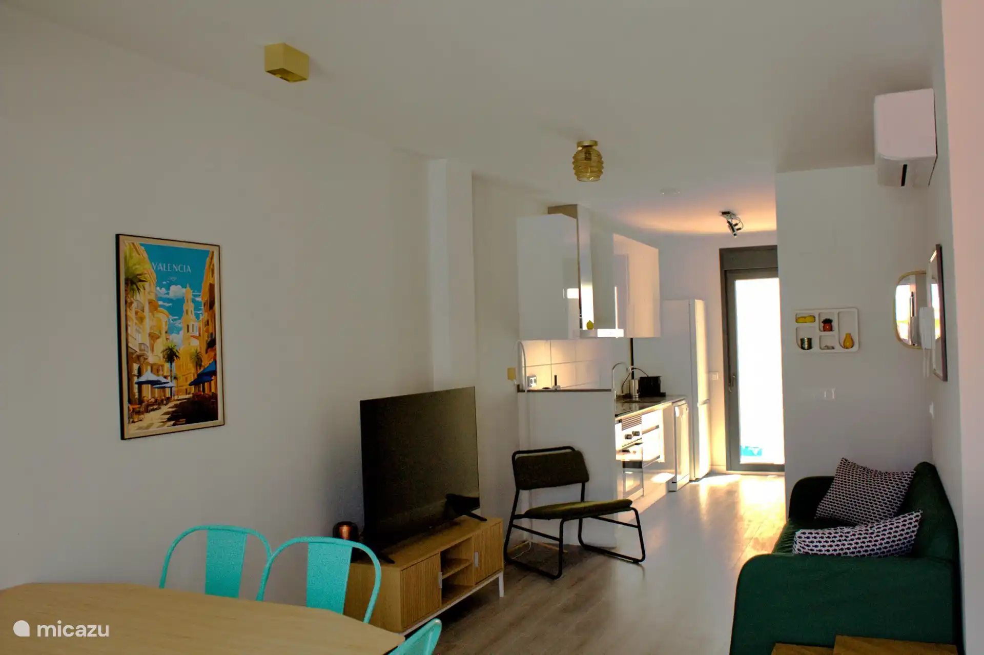 Living, dining room and kitchen