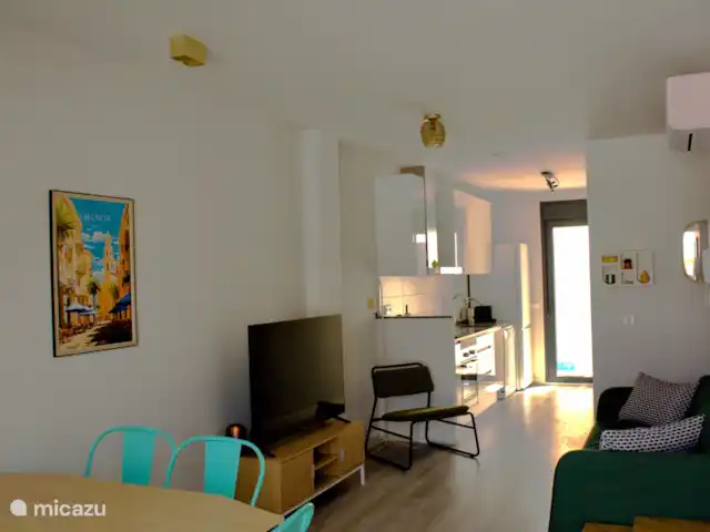 Location de Vacances Espagne, Costa Blanca, Els Poblets, maison mitoyenne - Maison familiale La Pinada Salon, salle à manger et cuisine