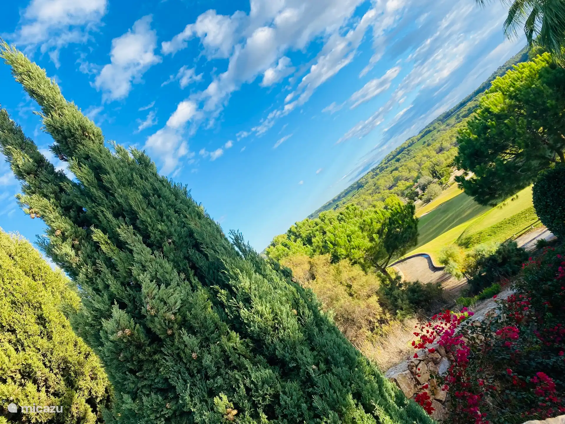 View of the garden, of the golf course 