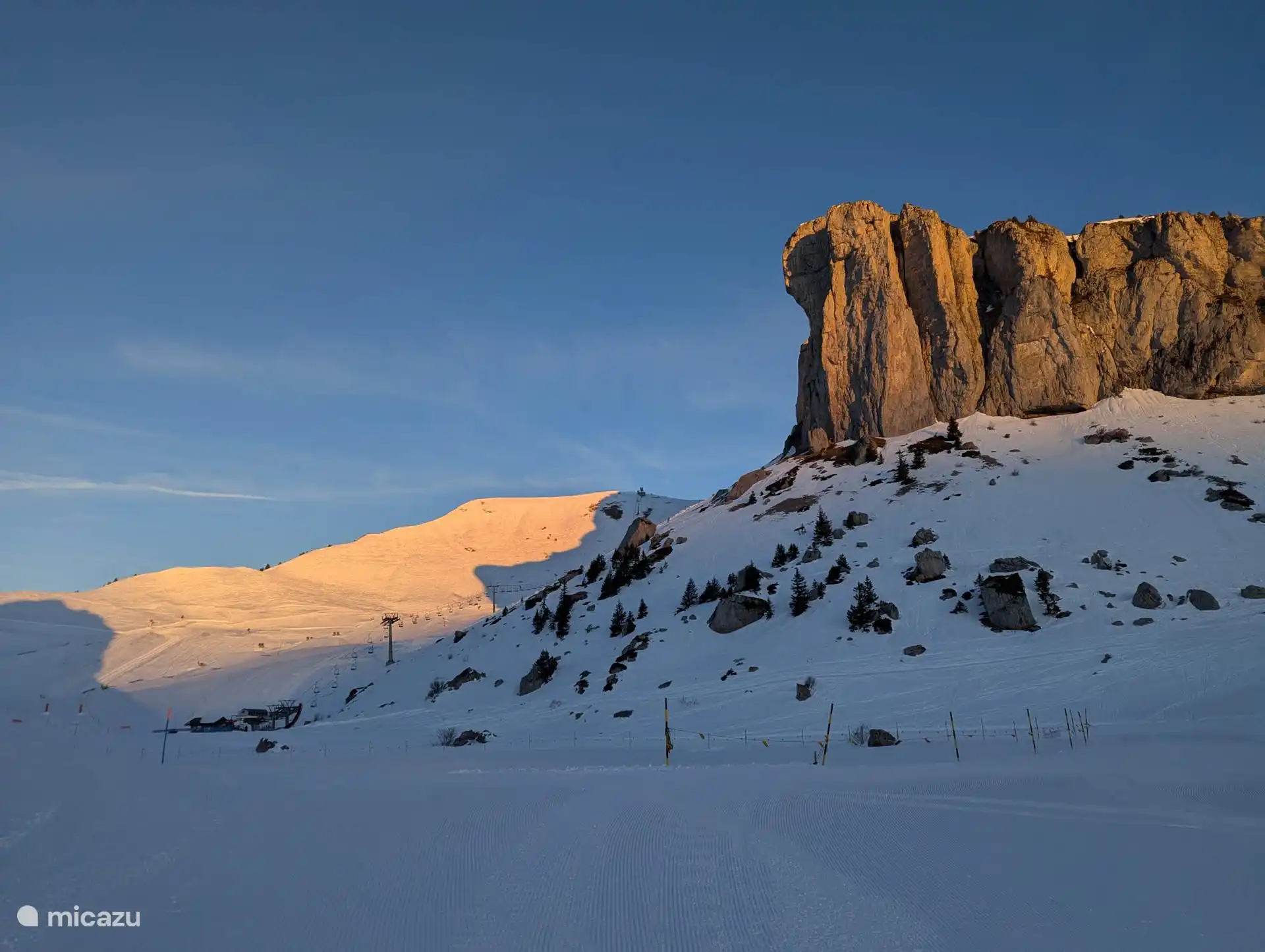 Tour d'Ai during sunrise, before the slopes are open. 