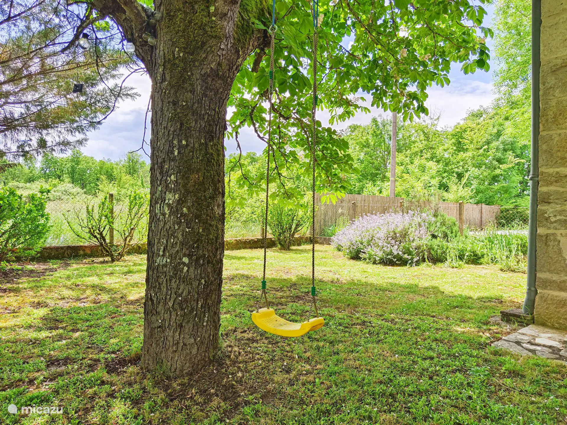 Vollständig umzäunter Garten mit beheiztem Außenpool (9x6m), Terrasse und Schattengarten, umgeben von dem Ackerland von Septfonds.