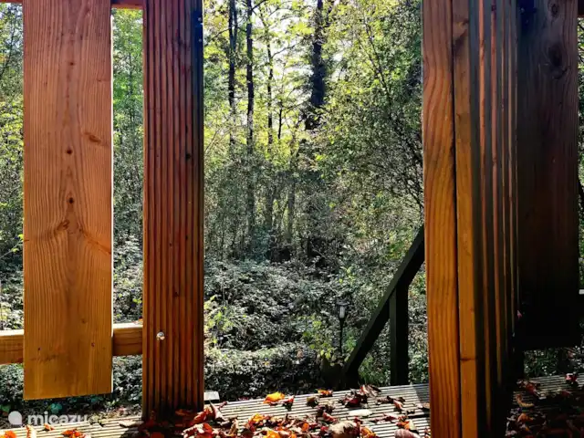 Location de Vacances Belgique, Ardennes, Durbuy, chalet - SilvaRosa Durbuy Portail fermé donnant sur la terrasse