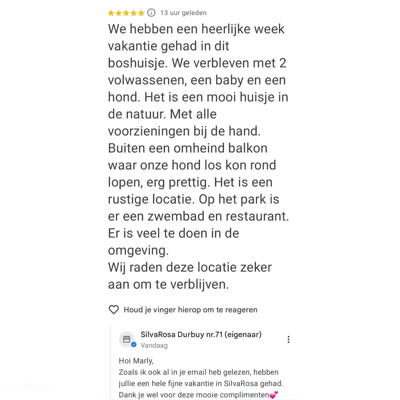 Ich freue mich sehr, eine 5-Sterne-Bewertung von unseren neuesten Gästen zu erhalten