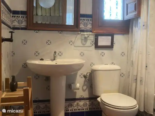 Casa La Serena et Casita del Toro  | Espagne, Andalousie, Cómpeta - maison de vacances La salle de bain de la Casita ; avec toilettes, bidet, baignoire et douche