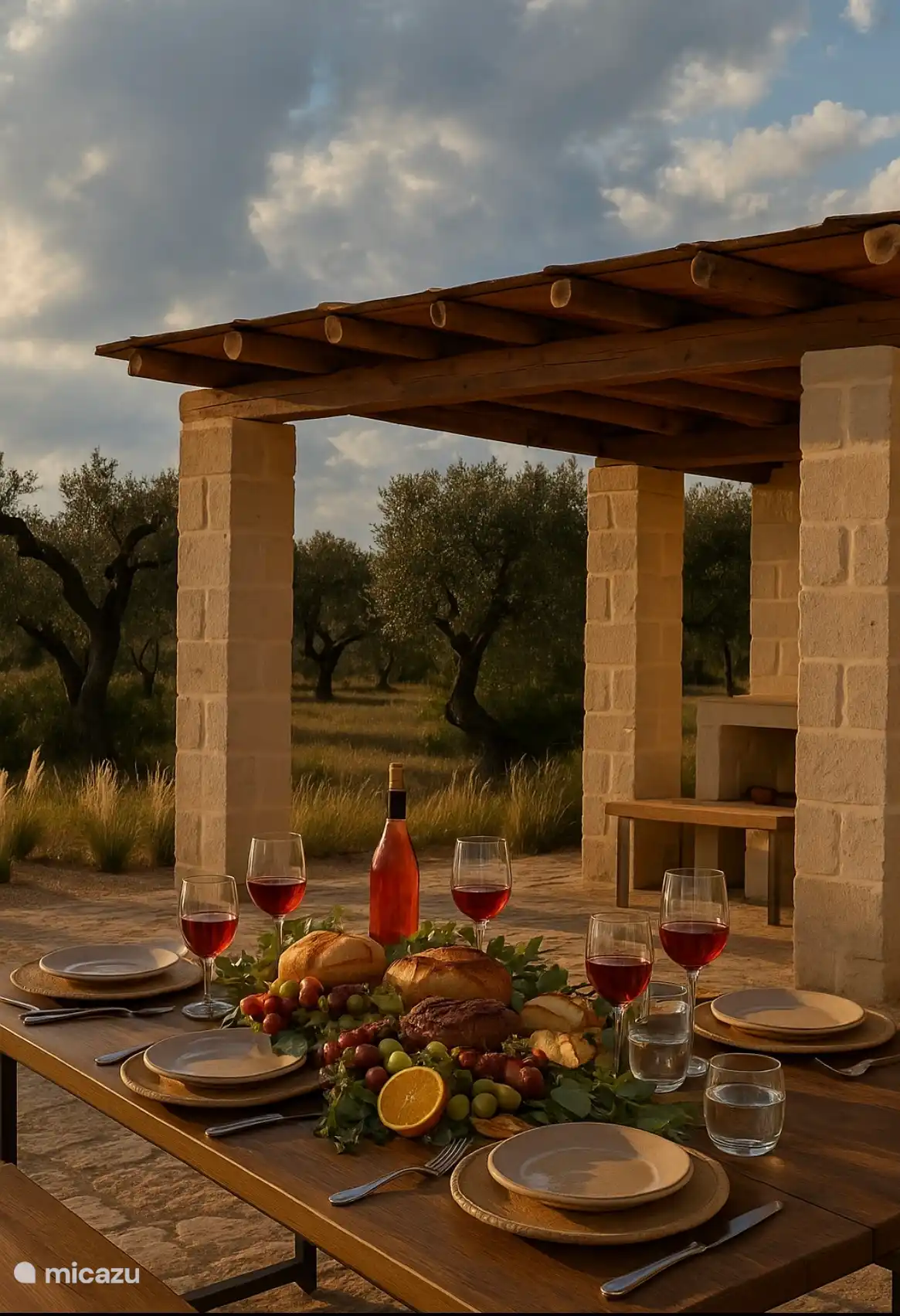 Die fantastische Außenküche mit Grill und Esstisch für sechs Personen.
Eine Feuerschale rundet das Ganze ab.