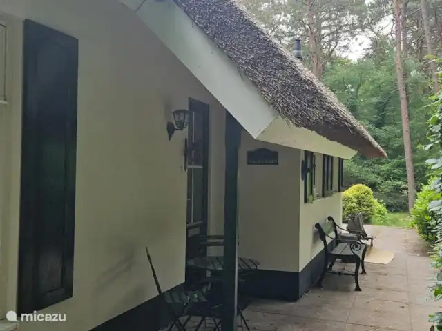 Chalet dans les bois | Pays-Bas, Drenthe, Diever - maison de vacances Entrée sur le côté du gîte. Si vous traversez, vous arrivez à la terrasse et à la cour arrière.