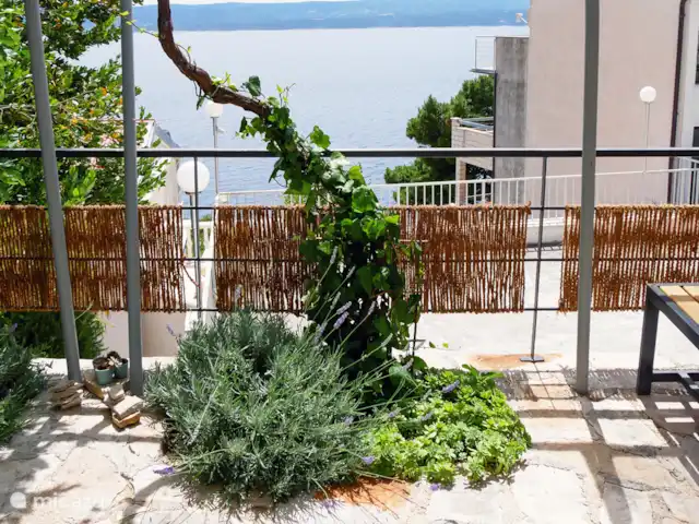 Location de Vacances Croatie, Dalmatie, Mimice, appartement -  Directement sur la mer ❯ coucher de soleil Terrasse