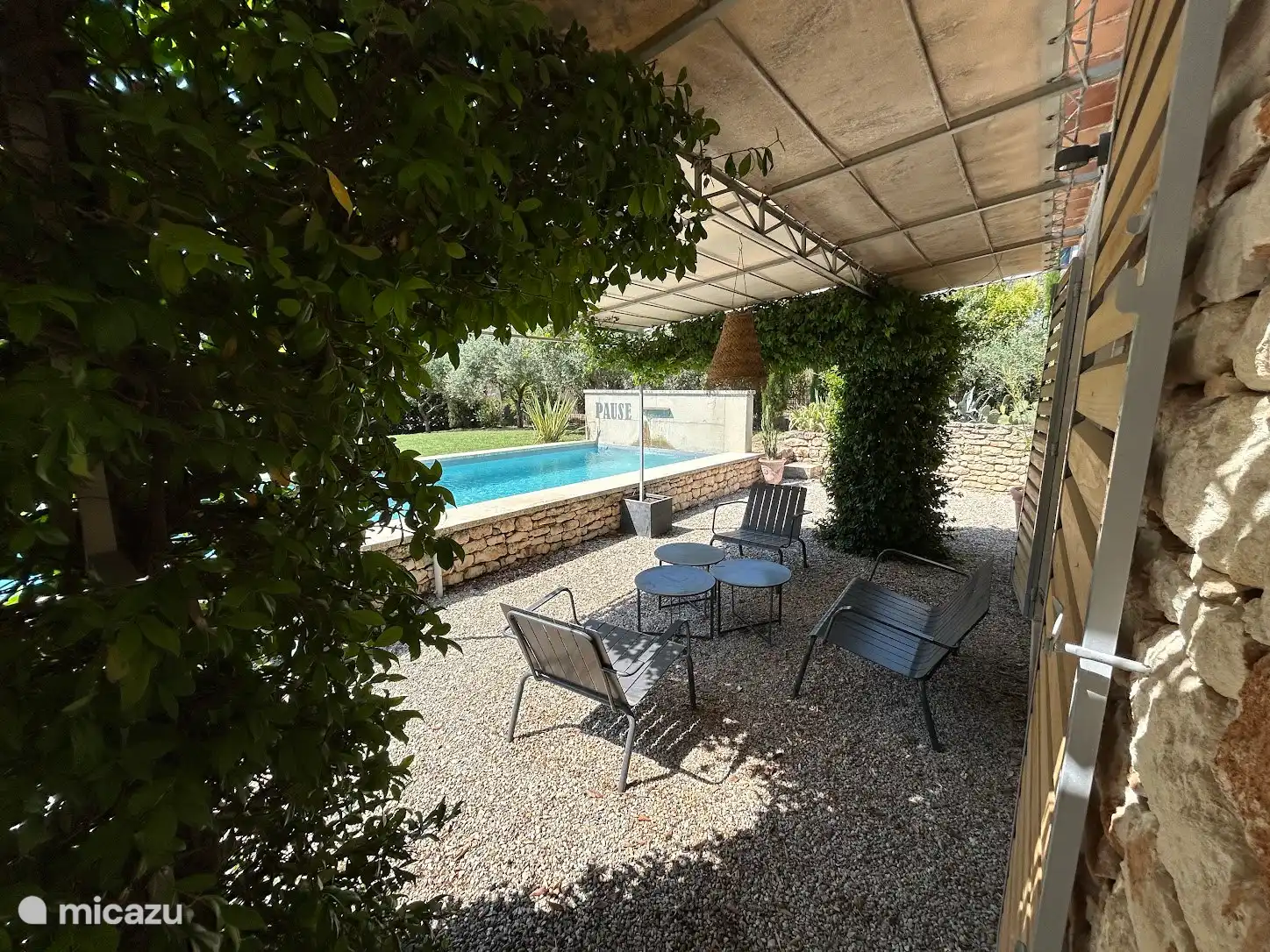 Shady outdoor lounge