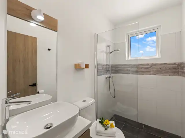Bon Azul 5A en Curazao, Bandabou (oeste), Westpunt - casa vacacional Cuarto de baño bien cuidado con amplia ducha.