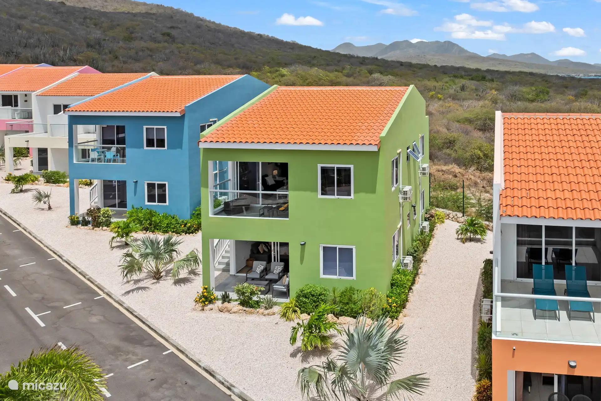 Aerial view of the green house, beautifully situated in a quiet, green area.