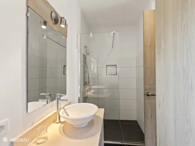 Punta Azul Ocean Resort 6A | Curaçao, Banda Abou (ouest), Westpunt - maison de vacances Salle de bain avec douche, toilettes et lavabo - tout ce dont vous avez besoin à portée de main.