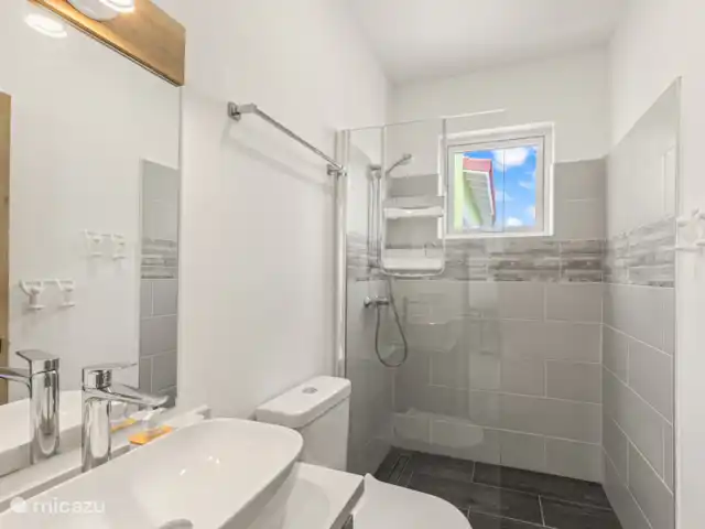 Seabreeze 10B - Punta Azul Ocean Re | Curaçao, Banda Abou (ouest), Westpunt - maison de vacances Salle de bain avec douche, toilettes et lavabo - tout ce dont vous avez besoin à portée de main.