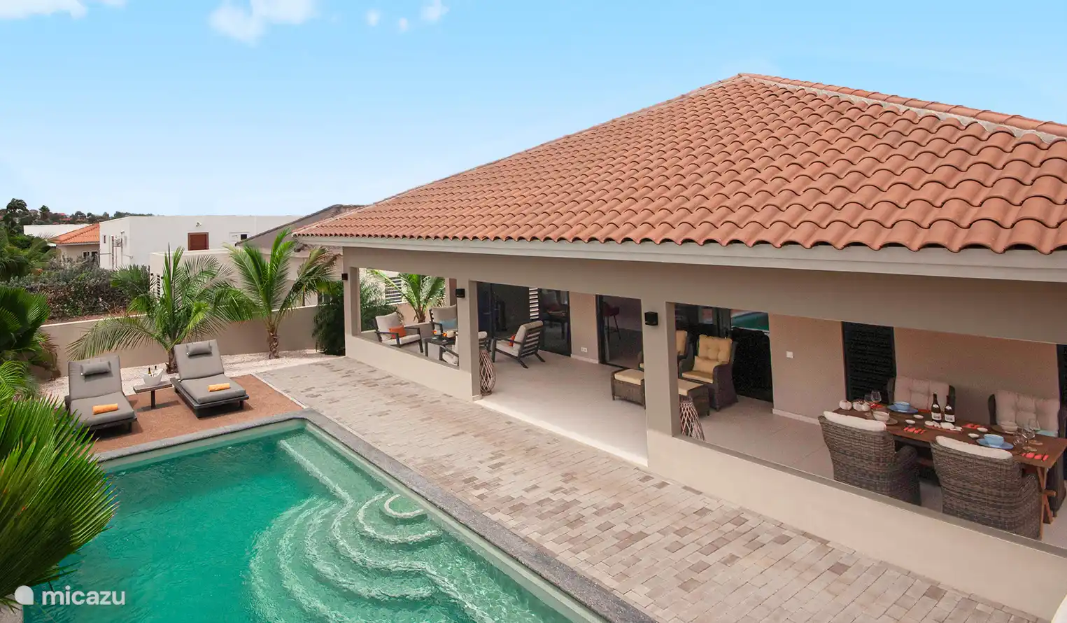 Spacious porch with comfortable seats