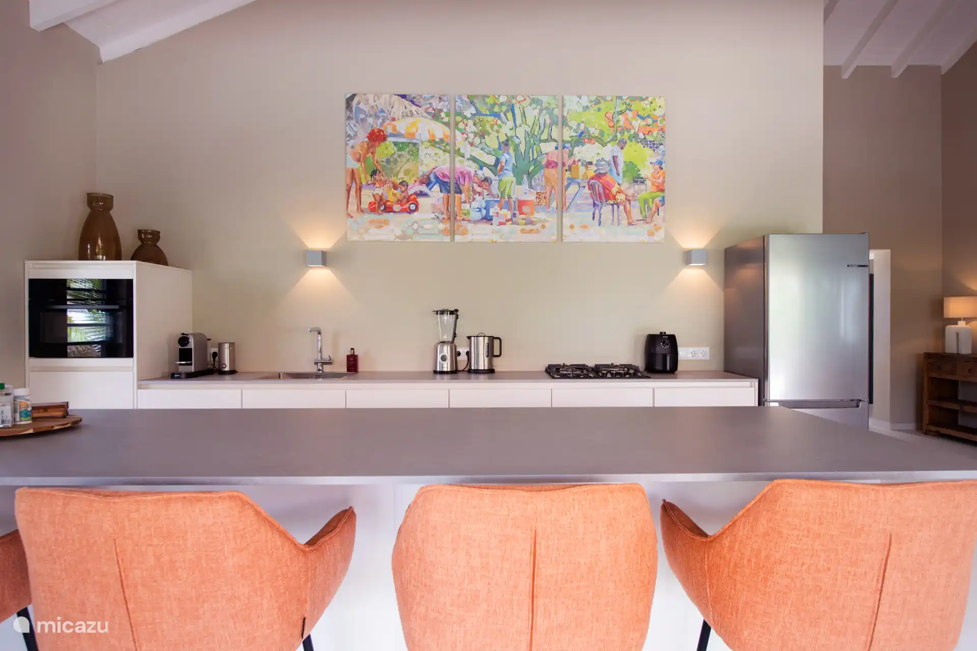 Cozy kitchen where thanks to the shutter windows all around always blows nicely