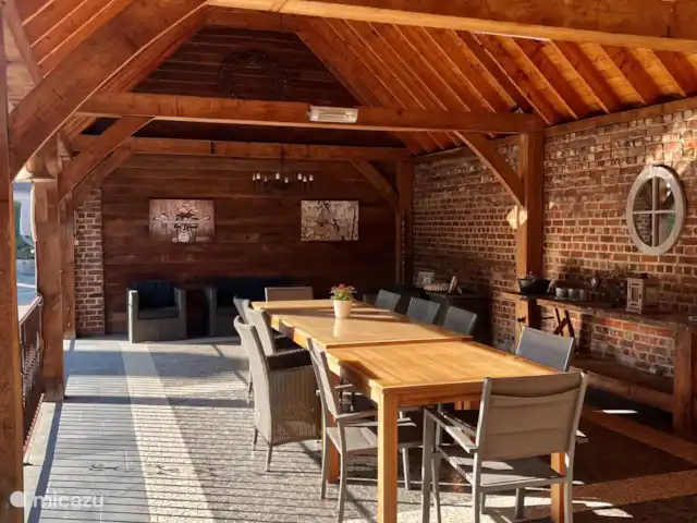 Hof Der Heerlijckheid | Belgique, Limbourg, Tongres-Looz - maison de vacances Terrasse couverte avec salon et table pour 10 personnes