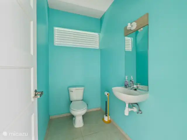 Punta Azul 12A Ocean resort  en Curazao, Bandabou (oeste), Lagun - apartamento La casa de la piscina tiene su propio baño, ideal para la comodidad mientras nada y descansa.