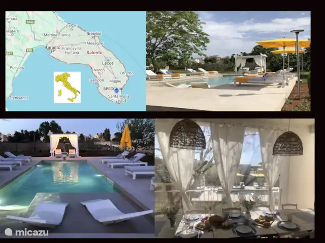 Villa Casa Karina Sol & Piscina & Relax en Italia, Apulia, Specchia - villa Mapa y collage