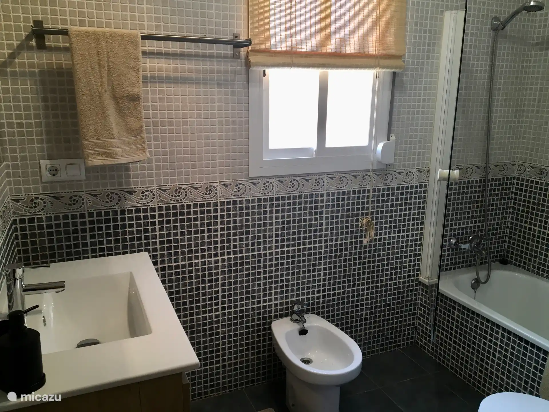 Badezimmer mit Badewanne und Dusche